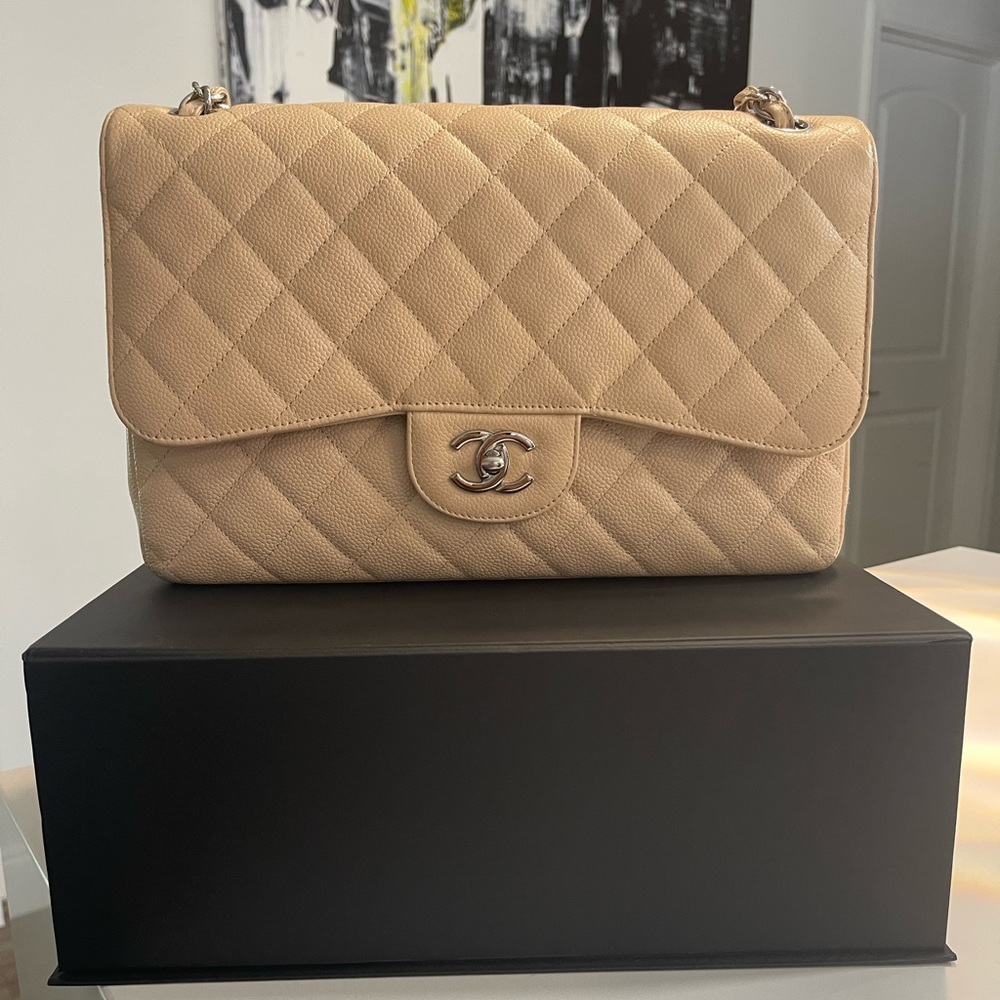 Medium Chanel Double Flap Bag Caviar Silver Hardware